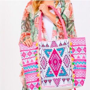 Pink Geometric Tote Bag NIB